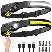 BIAT Headlamp Rechargeable 2PCS, 230° Wide Beam Head Lamp LED with Motion Sensor for Adults - Camping Accessories Gear, Wate...