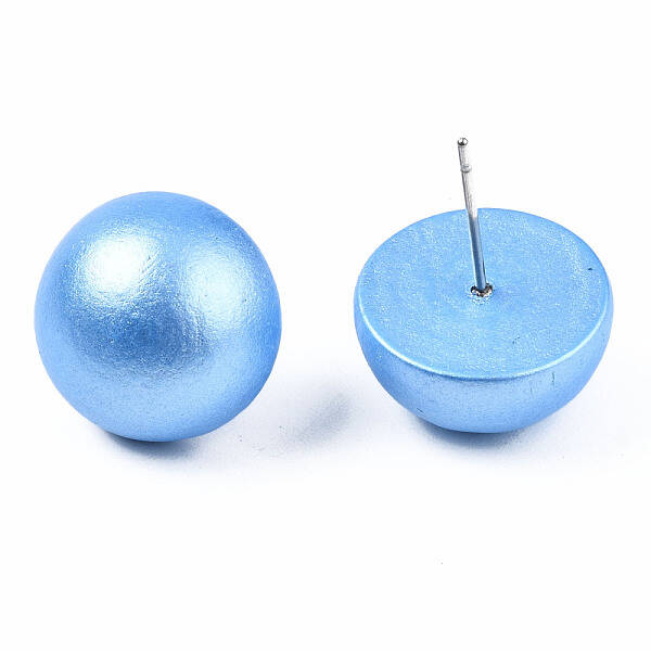 Painted Half Round Schima Wood Earrings for Girl Women
