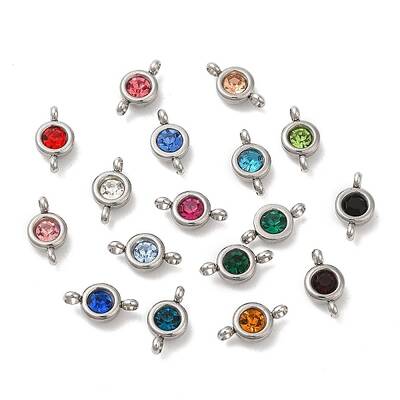 304 Stainless Steel Single Rhinestone Connector Charms