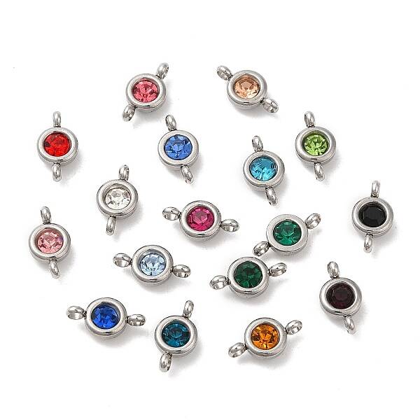 304 Stainless Steel Single Rhinestone Connector Charms
