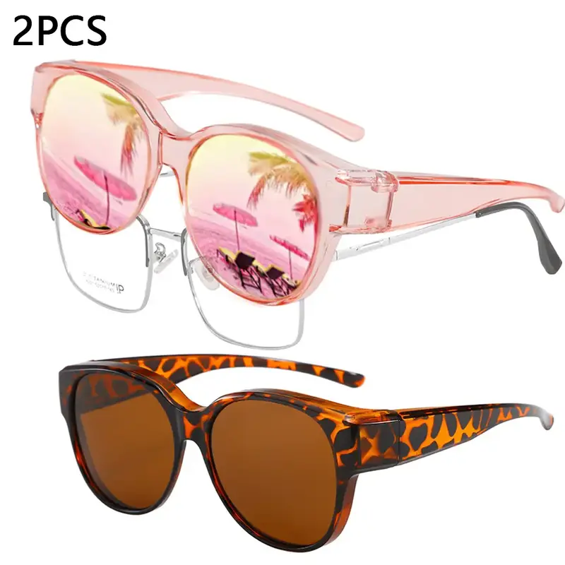 2PCS/1PCS Fit Over Glasses Sunglasses for Women Men, Oversized Cat Eye Sunglasses Polarized 100% UV400 Protection Eyewear Lig...