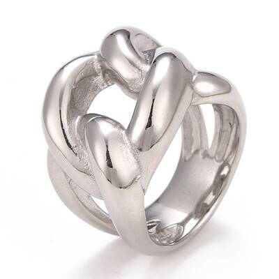Non-Tarnish 304 Stainless Steel Twist Oval Chunky Ring