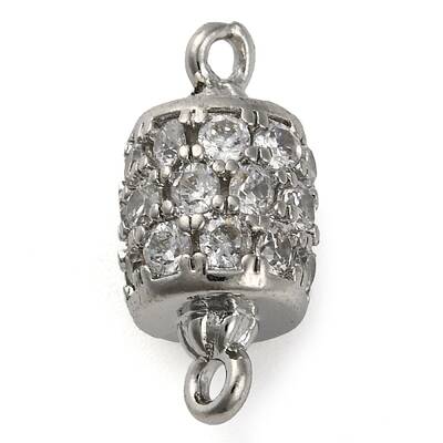 Brass Micro Pave Clear Cubic Zirconia Hollow Column Connector Charms