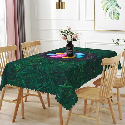 Colorful Eggs Green Lawn Easter Rectangle Tablecloth - Aperturee