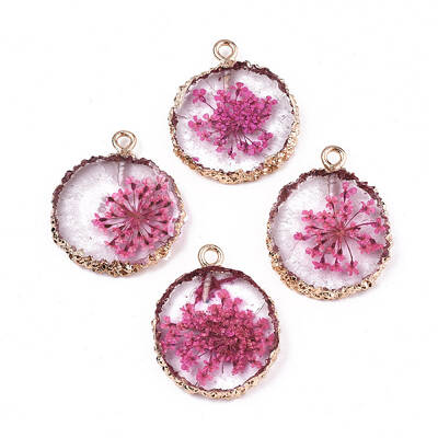 Transparent Clear Epoxy Resin & Dried Flower Pendants