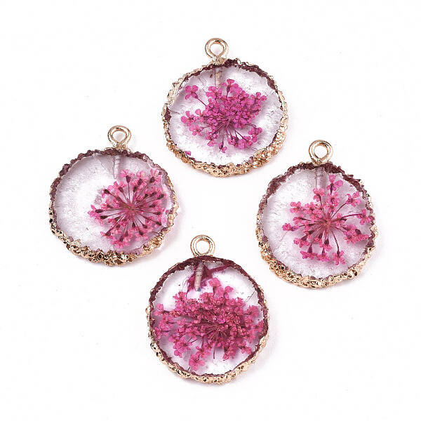Transparent Clear Epoxy Resin & Dried Flower Pendants