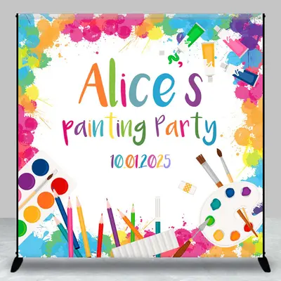 Personalized Colorful Pigment Painting Party Backdrop - Aperturee