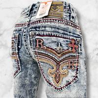 Y2K Men's Rock Revival Straight-Leg Slim Jeans with RR Embroidery, Rock Revival For Men, Western Jeans, Streetwear Jeans, 200...