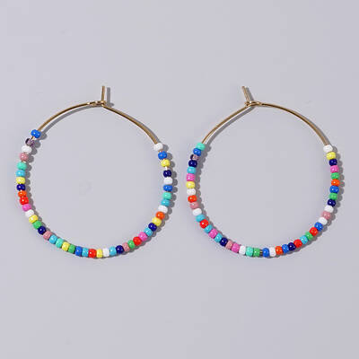 Glass Colorful Beads Hoop Earrings for Women