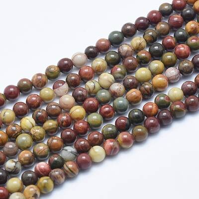 Natural Polychrome Jasper/Picasso Stone/Picasso Jasper Beads Strands