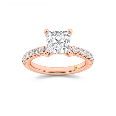 Embers Half Coverage Hidden Halo Princess Cut Lab Grown Diamond Engagement Ring | 18K Rose Gold 4 3/4 CT. TW.
