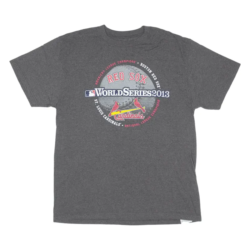 MLB World Series 2013 Red Sox St Louis Cardinals USA T-Shirt Grey Short Sleeve Mens L