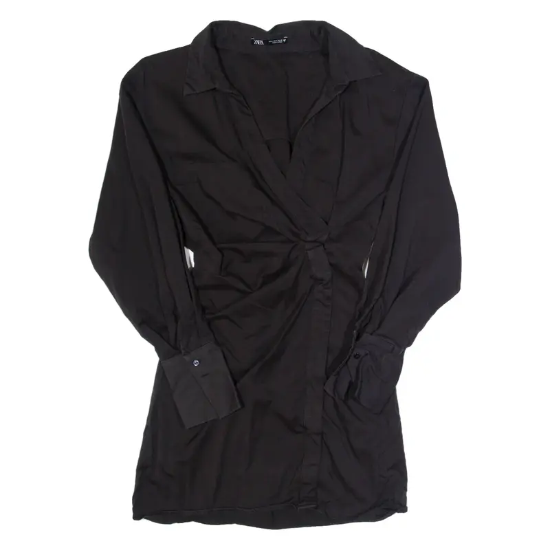 ZARA Womens Shift Dress Black Long Sleeve Short S