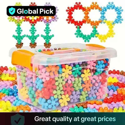 Random Color Flower Building Blocks, 3D Snowflake Interlocking Building Blocks, DIY Educational STEM Toy, Ideal Birthday Gift...