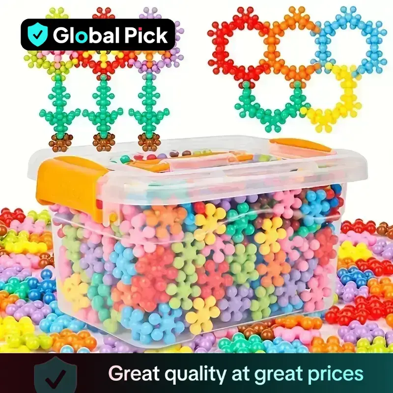 Random Color Flower Building Blocks, 3D Snowflake Interlocking Building Blocks, DIY Educational STEM Toy, Ideal Birthday Gift...