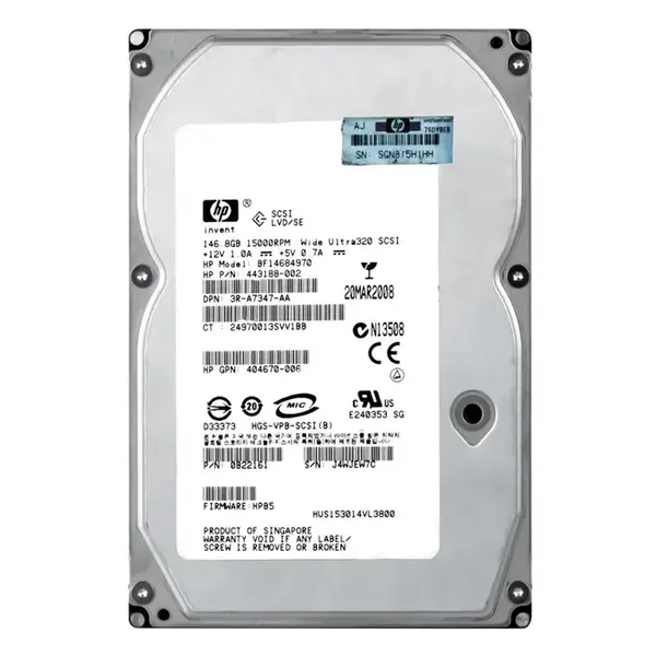443188-002 HP 146GB Ultra-320 SCSI 15000 3.5-inch Hard Drive