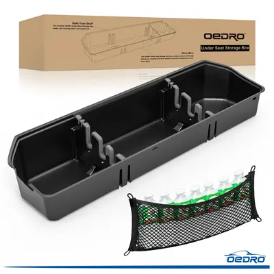 OEDRO Upgraded Under Seat Storage Box for 2015-2025 Ford F150 Super Crew Cab, 2 in 1 Design Black Organizers