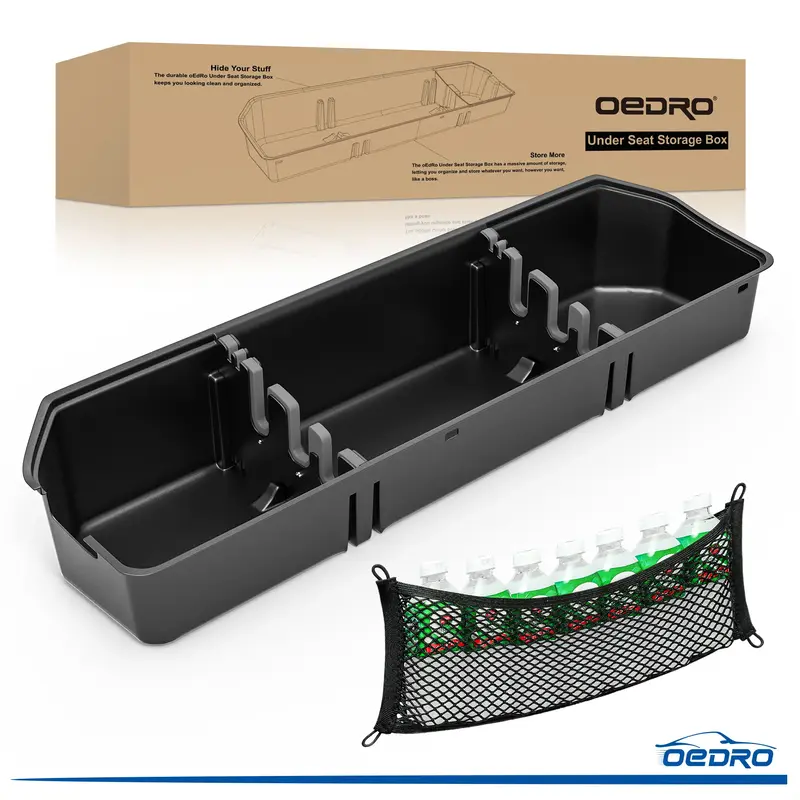 OEDRO Upgraded Under Seat Storage Box for 2015-2025 Ford F150 Super Crew Cab, 2 in 1 Design Black Organizers