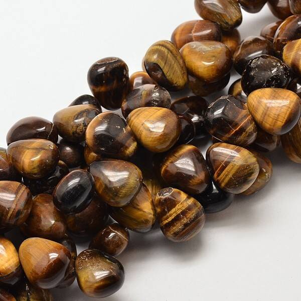 Natural Tiger Eye Teardrop Beads