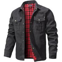 Father's Day Gift,Men's Flannel Lined Shacket Jacket Plaid Brushed Lining Cowboy Western Twill Outdoor Shirt Jacket Collar Cl...
