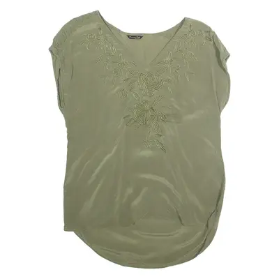 MASSIMO DUTTI Womens Top Green V-Neck Sleeveless Floral M