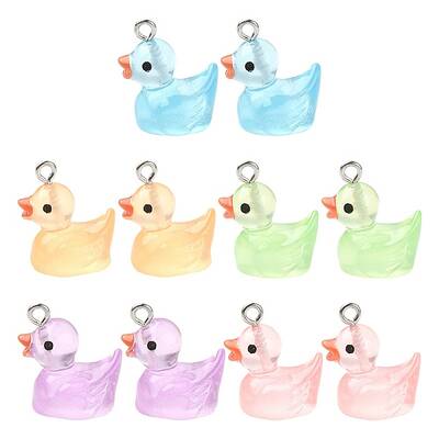 10Pcs 5 Colors Luminous Transparent Resin Pendants