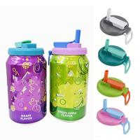 4-pack 4 Color Soda Can Lids with straw,Silicone Straws Soda ​Can Covers,straw soda can lid,BPA-Free, Reusable for can cove...