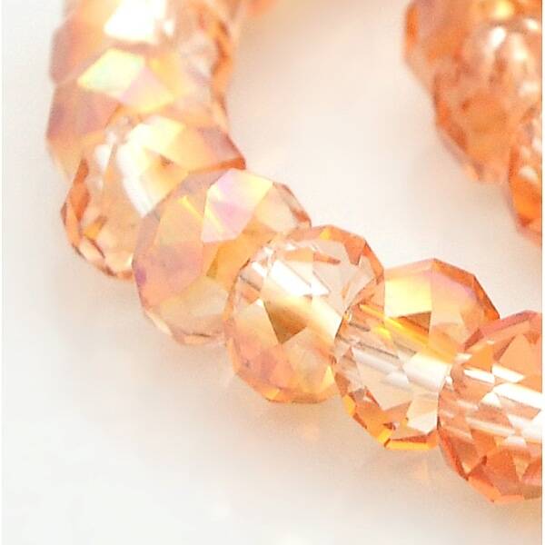 AB Color Plated Faceted Rondelle Electroplate Glass Beads Strands