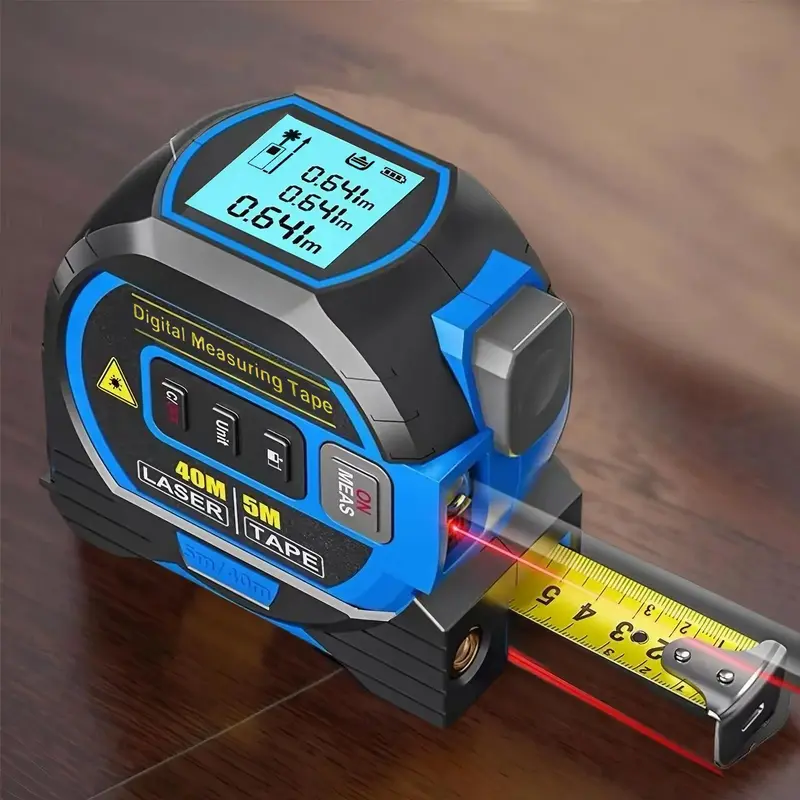 3 in 1 Digital Laser Tape Measure, 40/60M Measuring Range Laser Distance Meter, Accurate Measuring Tool with LCD Display