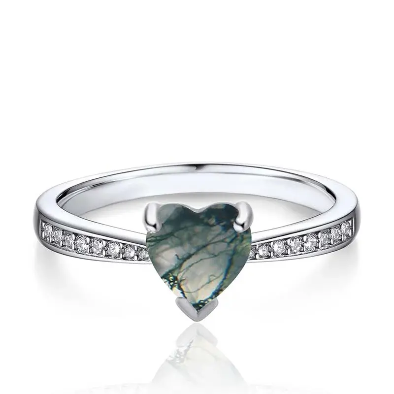 10K White Gold Heart Cut Custom Engagement Ring Gemstone Rings