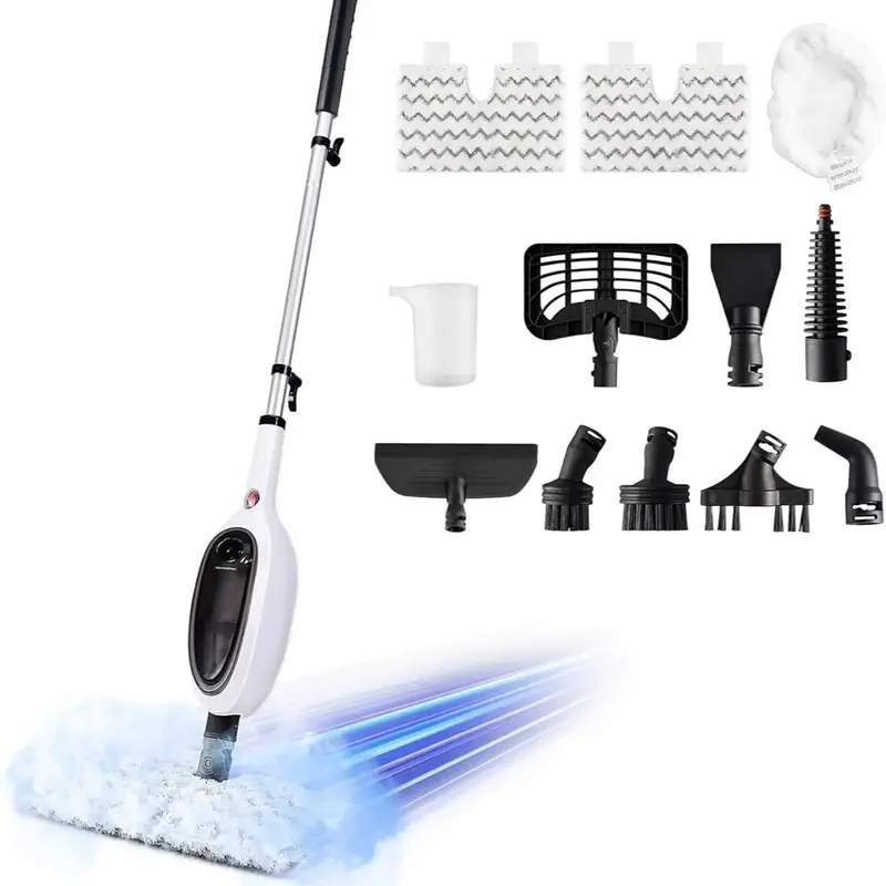 Adjustable Multi-function 10-in-1 Steam Mop with Detachable Handheld Steamer  with  Durable Replacement Parts and Washable Mi...