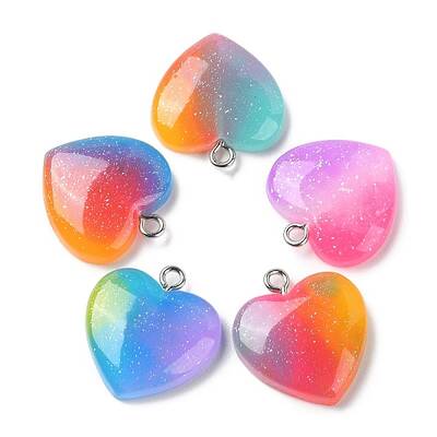 Rainbow Color Opaque Resin Pendants