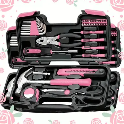39 Piece General Household Tool Set in Toolbox Storage Case with Essential Hand Tools for Everyday Home Repairs, DIY and Craf...