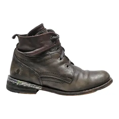 Lace-Up Boots Grey Leather Womens UK 5