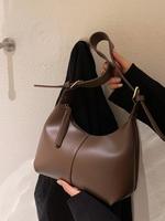 Women's Summer Pu Leather Solid Color Hobo Bag, Belted Design Shoulder Hobo Bag, Casual Trendy Shoulder Bag for Daily Use, Sh...