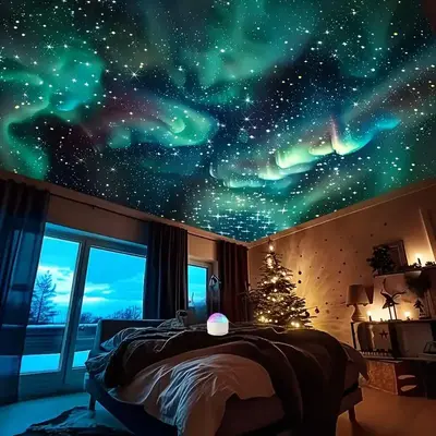 Aurora Projector Night Light, USB Powered Starry Sky Projector Lamp with Remote Control, Adjustable Desktop Lamp for Bedroom,...