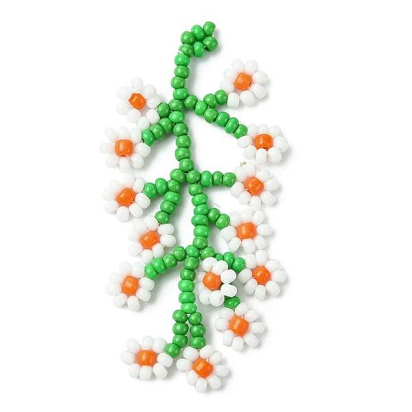 Glass Seed Beaded Flower Vine Pendants
