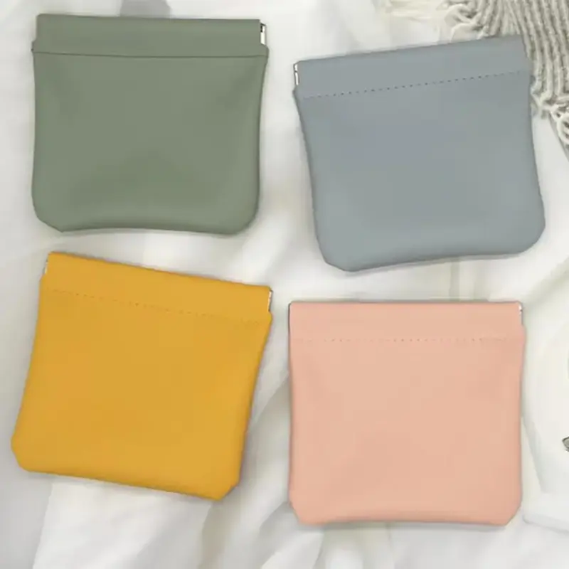 2pcs Simple Solid Color Storage Bag, Portable Self Closing Mini Travel Makeup Organizer, Small Items Storage Container For Ho...