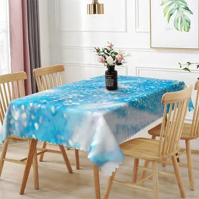 Glitter Spar Sea Blue Color Rectangle Tablecloth - Aperturee