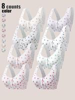 【Plus Size】 Floral Print Wireless Push Up Bra, Casual Comfortable Non-adjustable Straps Bra, Bras for Women, Women's Ling...