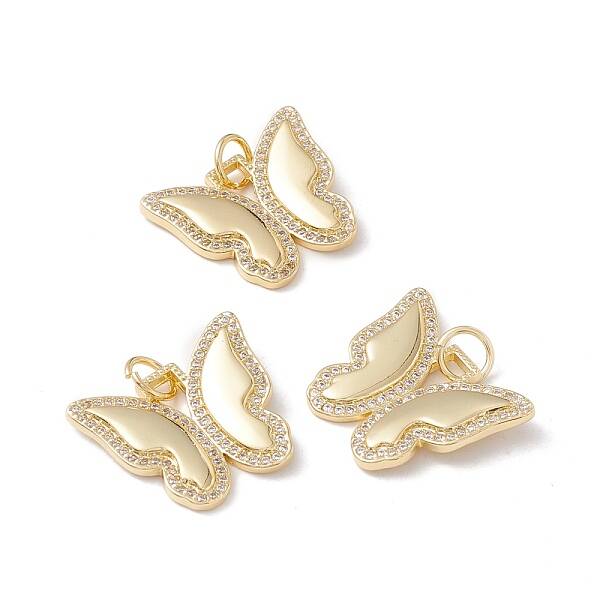 Brass Micro Pave Clear Cubic Zirconia Pendants