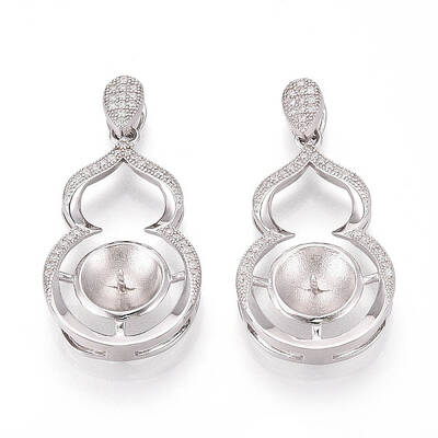 925 Sterling Silver Micro Pave Cubic Zirconia Peg Bail Pendants
