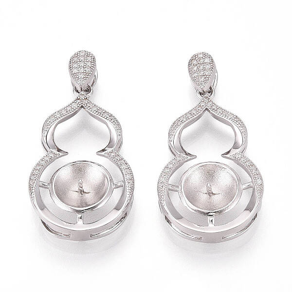 925 Sterling Silver Micro Pave Cubic Zirconia Peg Bail Pendants