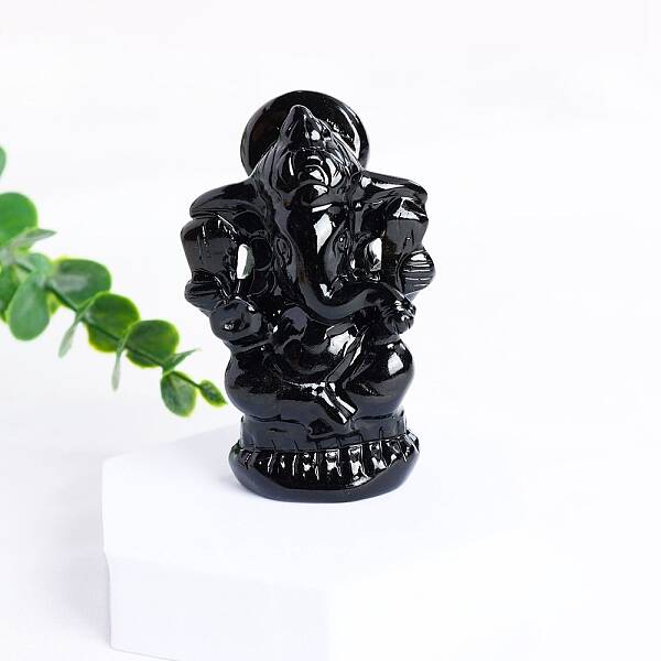 Ganesha Natural Obsidian Healing Figurines