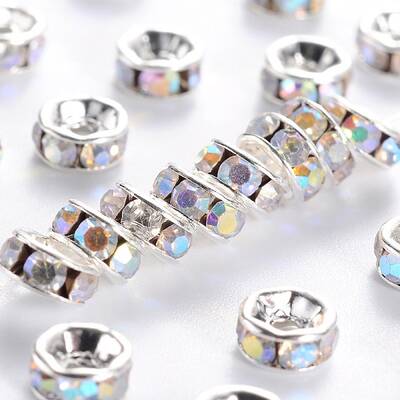 Brass Grade A Rhinestone Spacer Beads