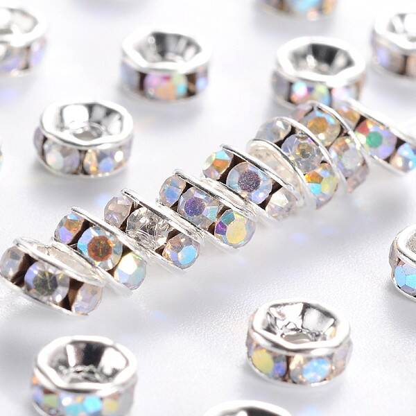Brass Grade A Rhinestone Spacer Beads
