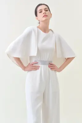 Low-back Jumpsuit - Snow | Size: M | Style: Jumpsuit with Cape