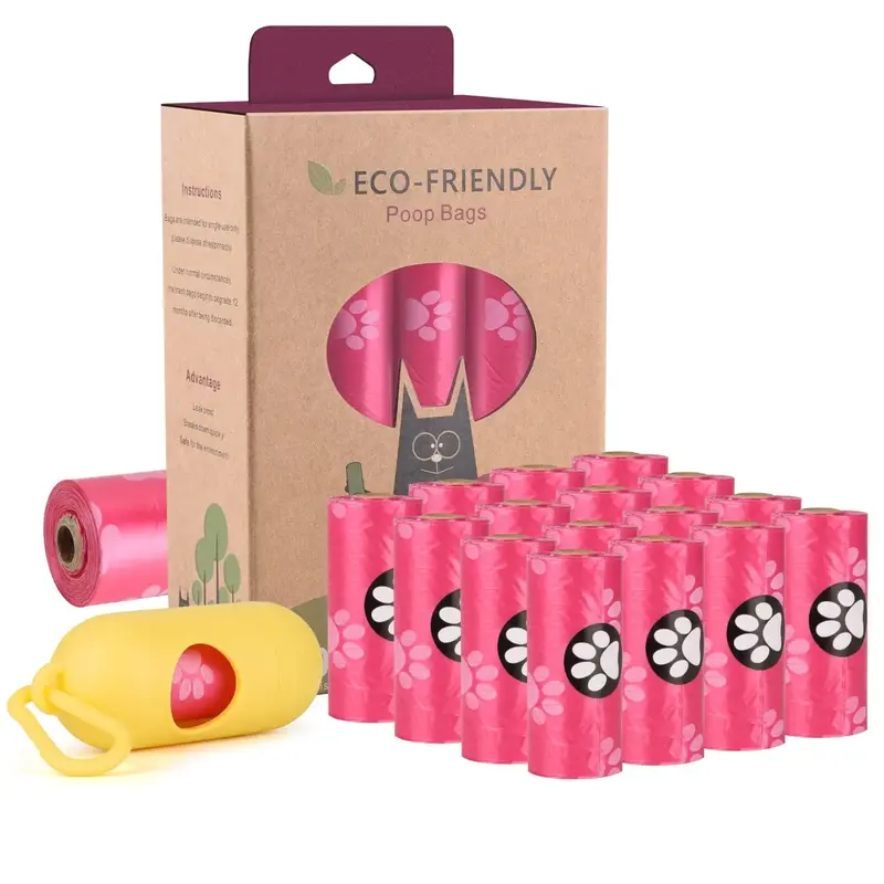 [Not Deliverable to California]240 Biodegradable Dog Poo Bags with Holder, Corn Starch Blended, Extra Thick and Leak Proof