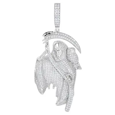 【P535 livestream】 Iced Out Reaper Pendant With Owl UCCIYO S925 Sterling Silver Synthetic Moissanite Pendant Necklace for ...