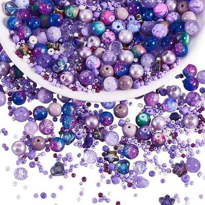 2 Bag Glass Round Beads Set